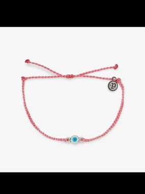 Pura Vida Bracelet Eye Bead Charm Silver Pink One Size
